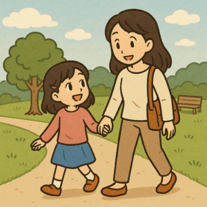 I went to the park with my mother.