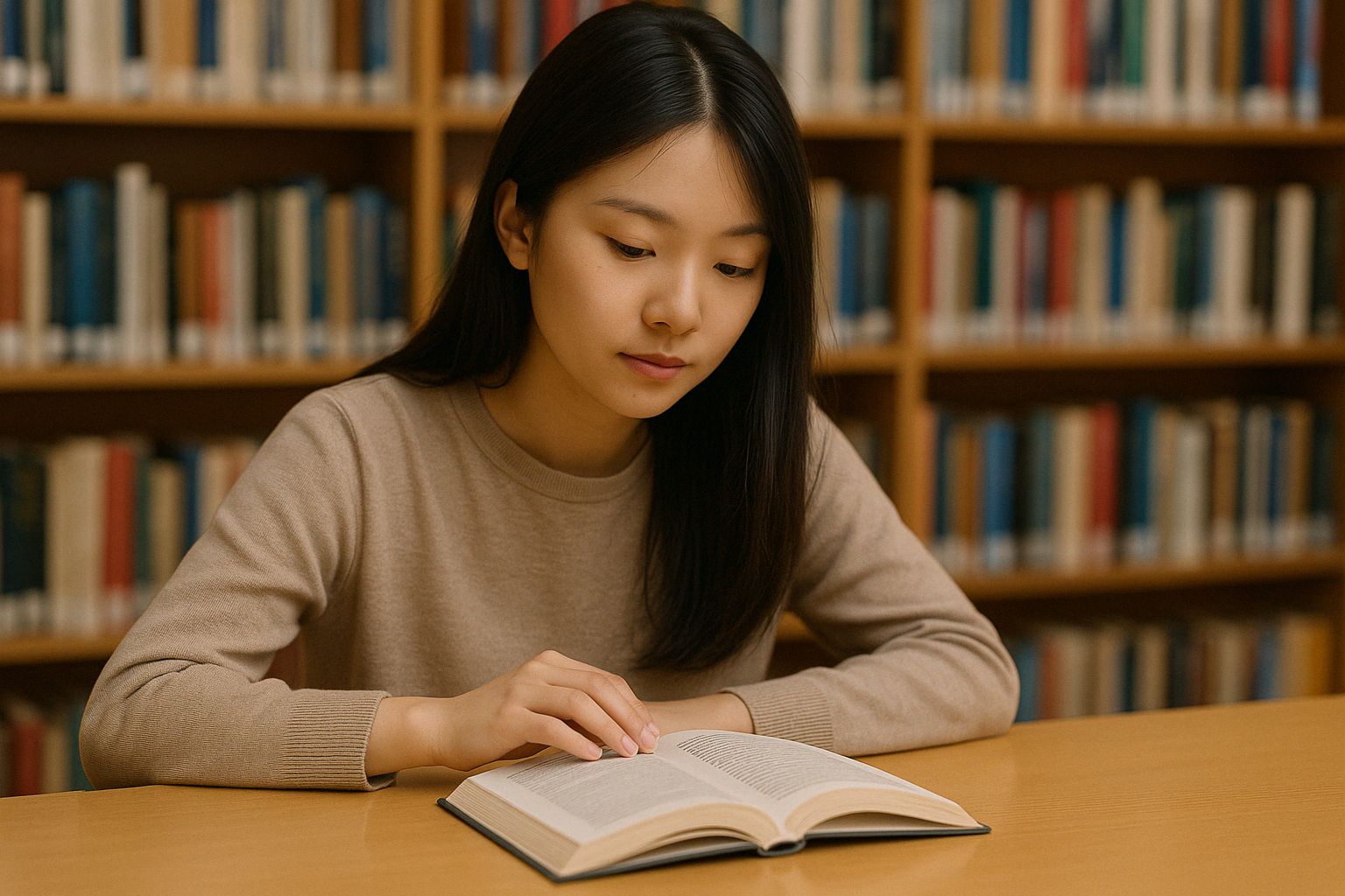 I read books at the library.