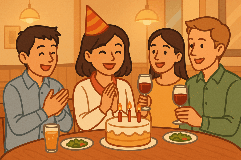 I have a party at a restaurant on my birthday.